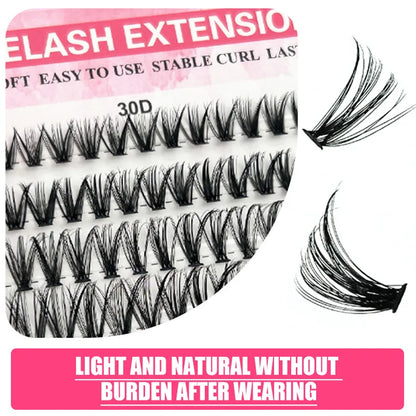 DIY Individual Cluster Lash Book 30D‑100D Fluffy D Curl Mixed Length Segmented False Eyelashes Reusable Home Lash Extension