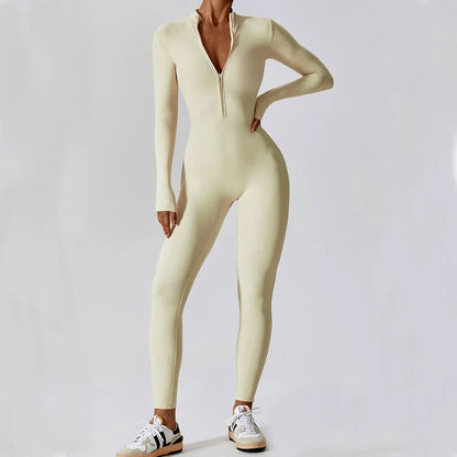 Yoga Jumpsuit Long Sleeved Zipper Rompers