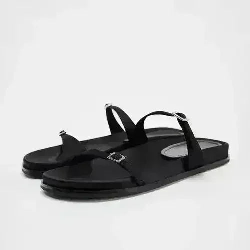 Designer Chic Flat Sandals - Animal Print & Comfort | Femstylo
