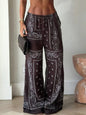 Fashion Paisley Floral Printed Oversized Shirts Square Scarf Skirt Wide Leg Long Pants Sets 2026 Summer Vacation Beach Outfits