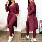 Jumpsuit & Coat Set Autumn Women Drawstring Pocket Pants Sets One
