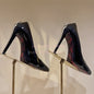 Gold Sword Shaped Pointed Stiletto Sandals Women Metal Decor Patent Leather High Heels Luxury Fashion One Strap Party Prom Shoes