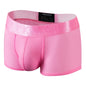 Fashion Fluorescent Color Men's Underwear Sporty Breathable Mesh Boxer Briefs Sexy Transparent Male Underpants Gay Sissy Shorts