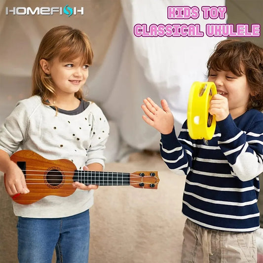35cm Ukulele Children Guitar Toy – Simulated Beginner Instrument with Paddles, Playable Yukrili Music Toy for Kids
