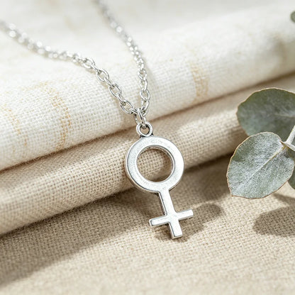 Female Symbol Pendant Necklace - Minimalist Metal Jewelry for Women and Girls