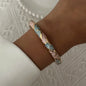 Elegant Enamel Dropped Glaze Flower Texture Bracelet For Women Retro Gold Plated Evil Eye Floral Zircon Bangle Party Jewelry