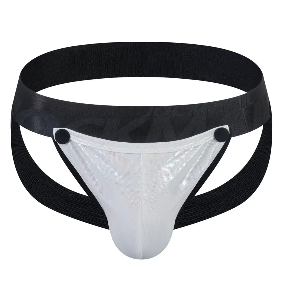 Men's Jockstraps Underwear Jock with Removable Codpiece 'Big Bulge' PU Men Sexy G String Thong Penis Pouch Strap Harness