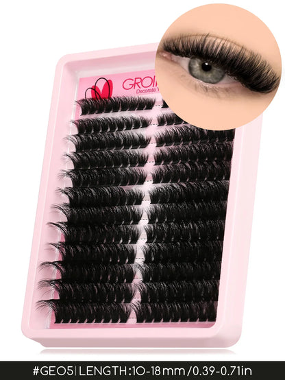 GROINNEYA Lashes Clusters Cat Eyelashes Wispy Individual Lashes Extensions Volume Fluffy Clusters Lashes DIY Eyelashes Makeup