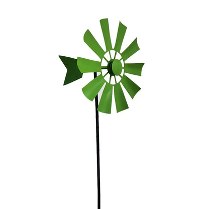 367A Wrought Iron Rotating Windmill Metal Wind Spinner Landscape Ornament for Outdoor Courtyard Yard Lawn Pinwheel Decor