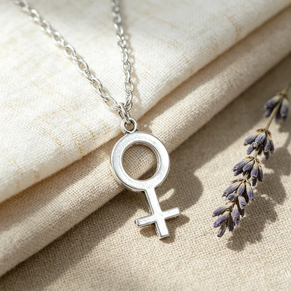 Female Symbol Pendant Necklace - Minimalist Metal Jewelry for Women and Girls