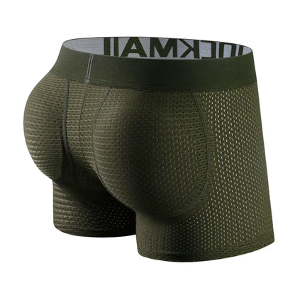JOCKMAIL Mens Underwear Boxer Mesh Mens Padded Underwear with Hip Pads Men's Boxers Butt Padded Elastic Truncks Enhancement