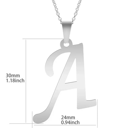 26 Letters Necklace Stainless Steel Initial Necklaces Pendant Big