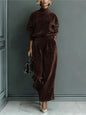 Autumn Winter Fashion High Collar Gold Velvet Long Sleeve Women's Suit