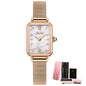 Women's Rectangular Quartz Watch with Mesh Band