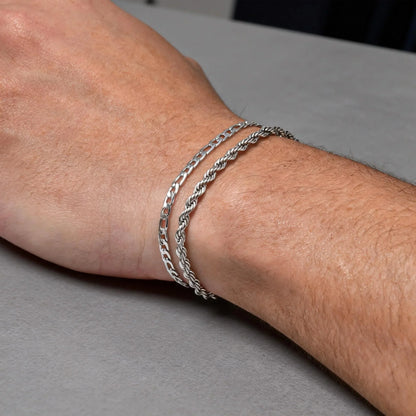 1/2/3pcs Chain Bracelet for, Stainless Steel Twisted Rope Cuban Chain