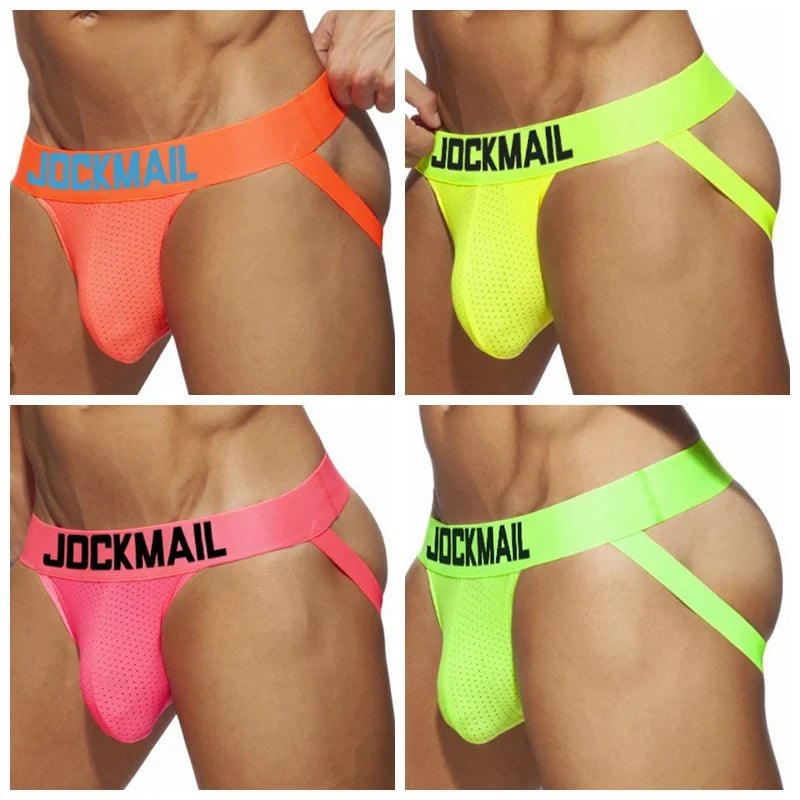Breathable Jockstrap Men Thong Sexy Underwear Men Brief Gay Male Panties Penis Pouch G String Bikini Sissy Mesh Underpants