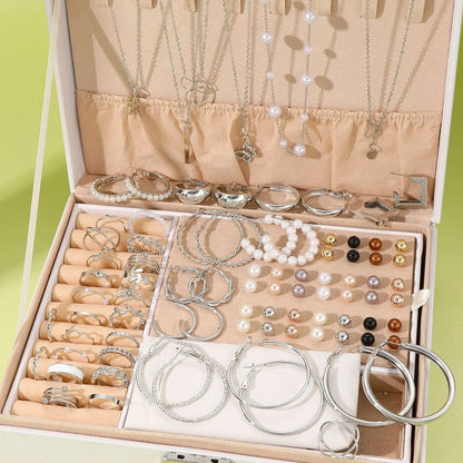 86 Pcs Fashion Jewelry Set for Women Pearl Alloy Earrings Necklaces