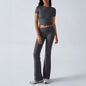 Women's Sexy Tops Suits 2026 Summer Latest Casual Solid Color Yoga Suit Slim Fit Sports Short Sleeved Pants Two-Piece Set Outfit