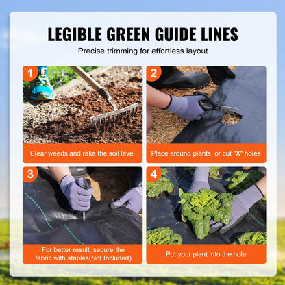 VEVOR 3FTx50FT Premium Heavy Duty Weed Barrier Landscape Fabric 3.2OZ Woven Geotextile Fabric Under Gravel High Permeability