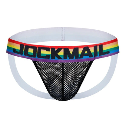 2pcs/Lot Men Underwear Jockstrap Thong Nylon Mesh Rainbow Sexy Sissy Panties Tangas De Homrbre Cueca Gay Underwear Breathable