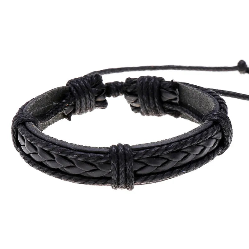 Modyle Multi-layer Gothic Leather Bracelet Set Punk Viantage Wings Charms Handwoven Bracelets for Men Jewelry Gifts