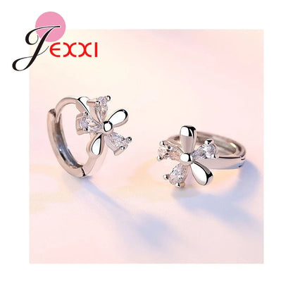 Hot Sell Women Earring Clear Crystal Flower Shape Accessories 925 Sterling Silver Gifts For Girls Cheap Sale Vintage Goods