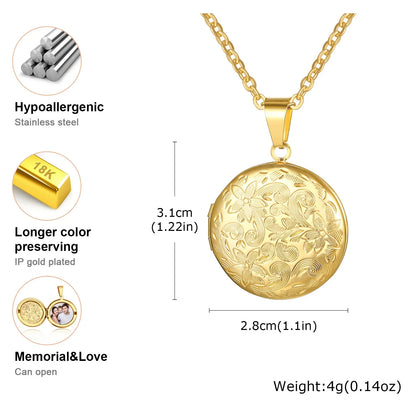 Vnox Light Heart Locket Pendants for Women Men Openable Photo Frame Glossy Stainless Steel Necklaces Family Love Collar