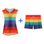 Men's Sets Rainbow Hooded Men's Tank Tops Mesh Breathable V-neck Vests Men Shorts Streetwear Tops Tee Sports Fitness Singlets