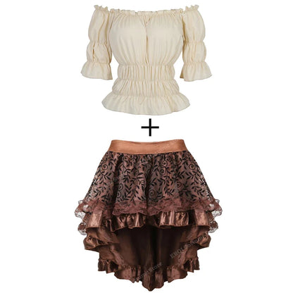 Steampunk Corset Women Plus Size Pirate Corset Top Overbust Halloween Lace Up Costume Gothic Steampunk Corset Metallic Red Brown