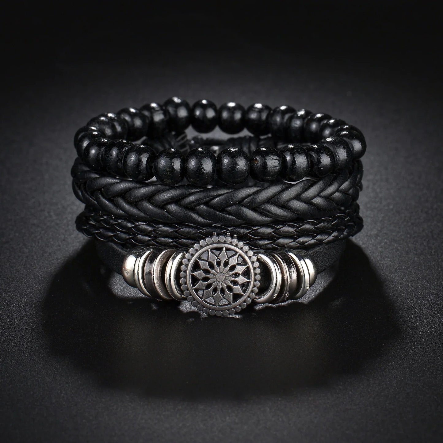 MeMolissa New Fashion Braided Wrap Leather Bracelets for Men High Quality Vintage Charm Wood Beads Ethnic Tribal Wristbands