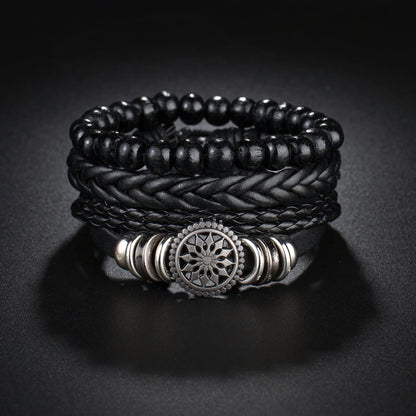 MeMolissa New Fashion Braided Wrap Leather Bracelets for Men High Quality Vintage Charm Wood Beads Ethnic Tribal Wristbands