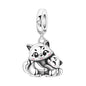 Hot Sale 925 Sterling Silver Dog Cat Cute Pet Animals Pendant Birthday Party Gift for Women Bangle Bracelet Necklace DIY Jewelry