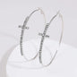 Shiny Big Circel Cross Hoop Earrings for Women Exquisite Rhinestones Ear Buckles Earrings High-end Geometric Ear Rings Jewelry