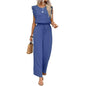 Crew Neck Top And Wide Leg Pants Set Fashionable Womens Summer Lounge Set Street Style Matching Outfit Relaxed Fit Vacation Suit