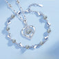 925 Sterling Silver Heart Shaped Necklace Bracelet Set for Women