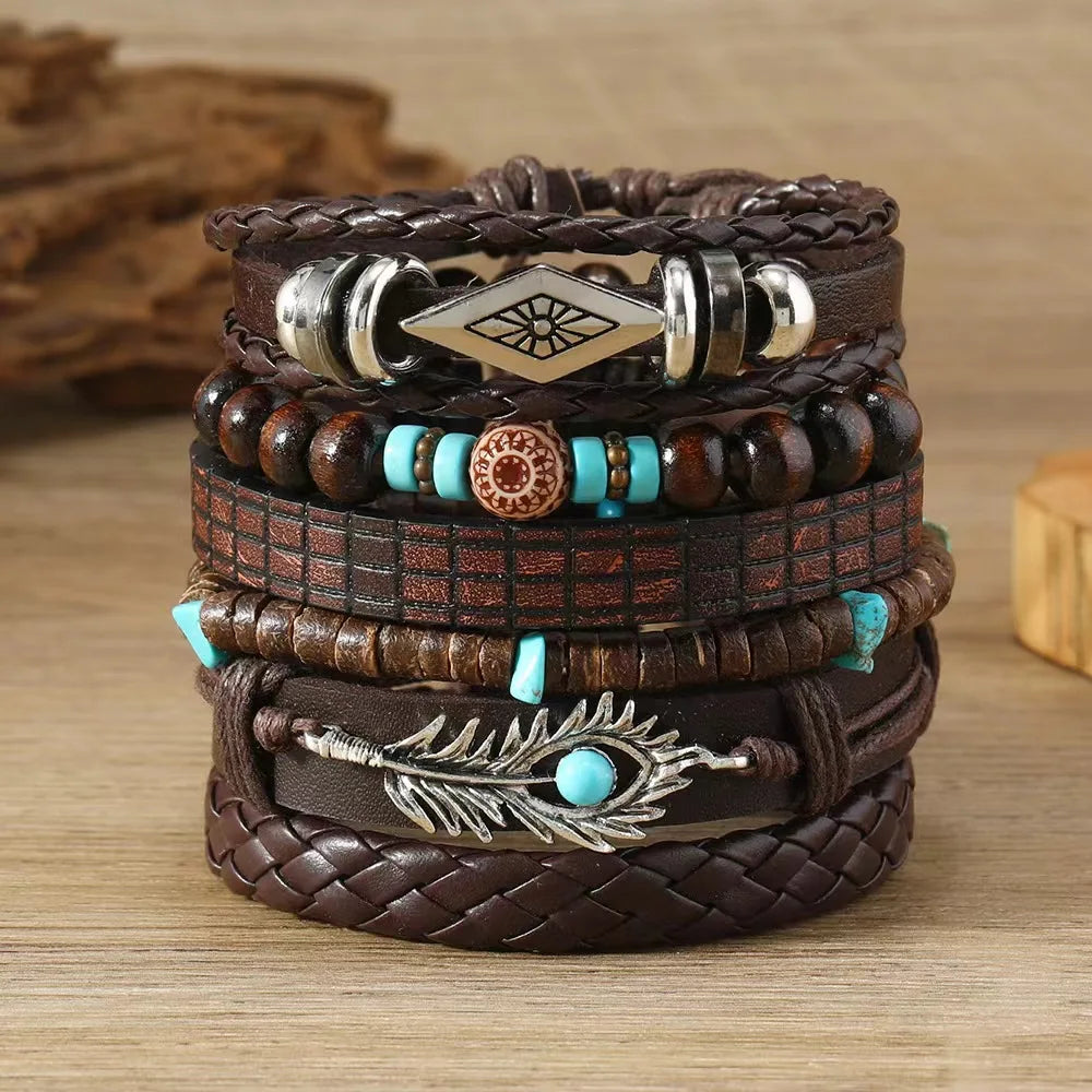 Vintage Casual 6 Pc/set Handmade Men Women Bracelets