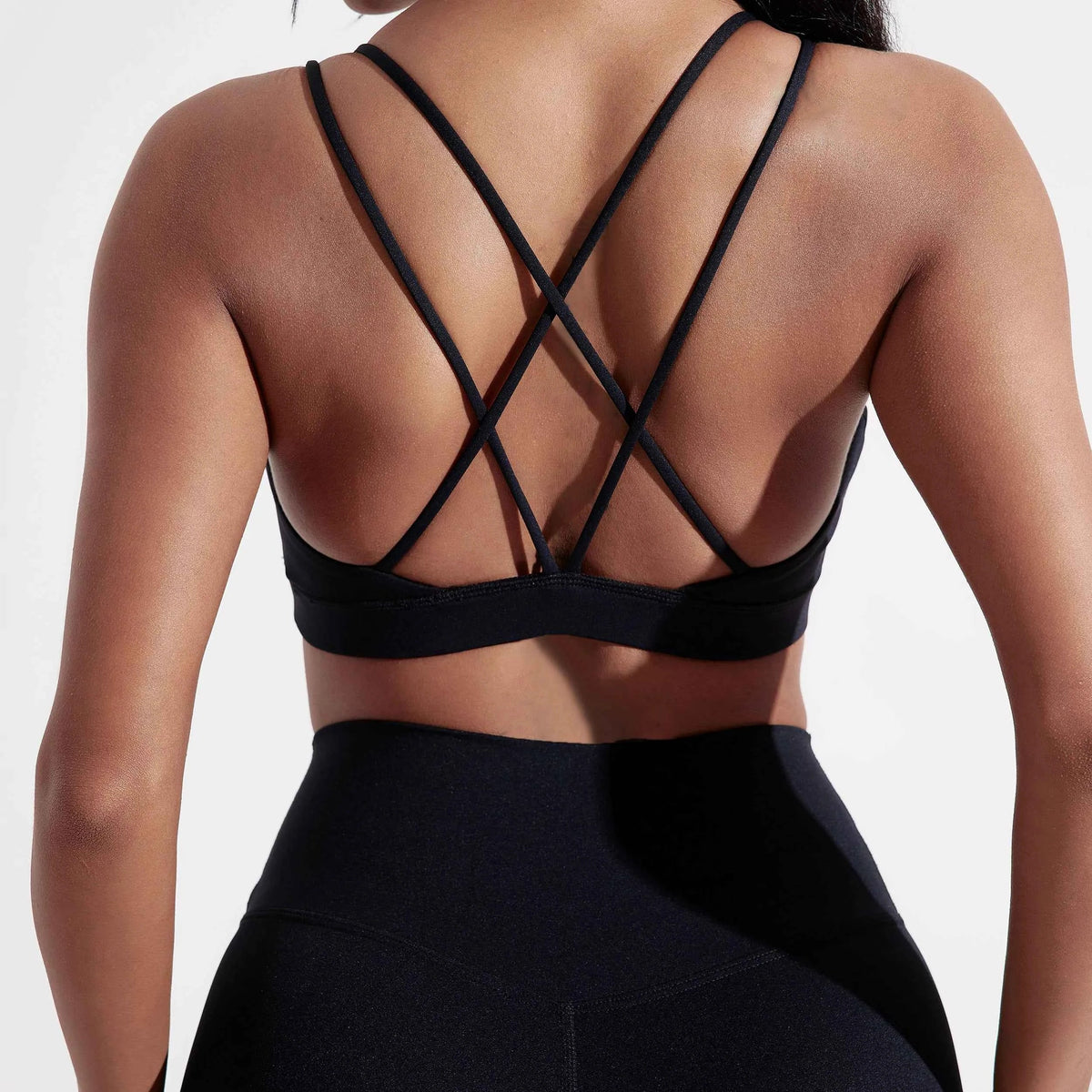 Solid Color Cross Fitness Bra with Chest Pad