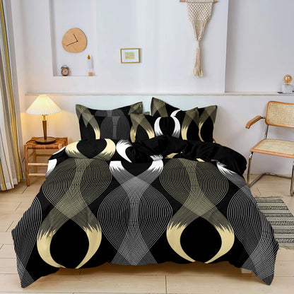3pcs Botanical Geometric Lines Floral Design Bedding Set Included 1