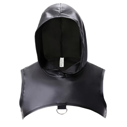 Mens Faux Leather Undershirts Sleeveless Hooded Tops Male Tank Tops Nightclub Stage Clothes Sexy Vests for Men