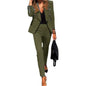 2 Piece Business Set Women's Dressy Long Sleeve Blazer and Pencil Pant