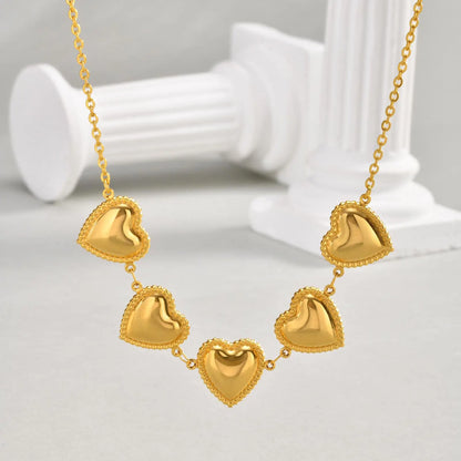 Waterproof Stainless Steel Heart Statement Necklace for Women, Non Tarnish 18k Gold Plated Party Jewelry