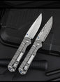 New Style Outdoor Pocket Folding Knife Damascus Steel Blade Titanium Alloy Handle Portable Knives Peeling Tool Jungle Knives