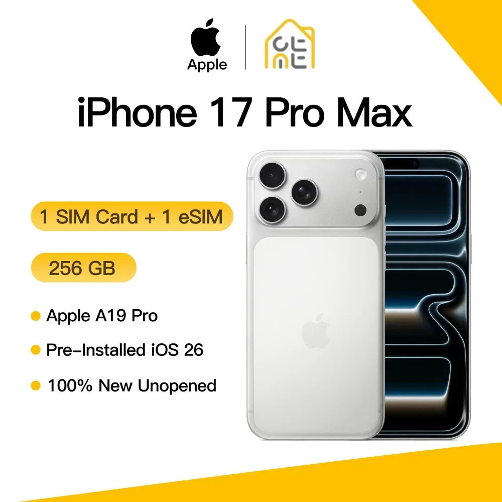 Apple iPhone 17 Pro Max Original New 12GB RAM 120Hz 6.9" Super Retina OLED Screen A19 Pro Chip 48MP Three Cameras iOS 26 5G
