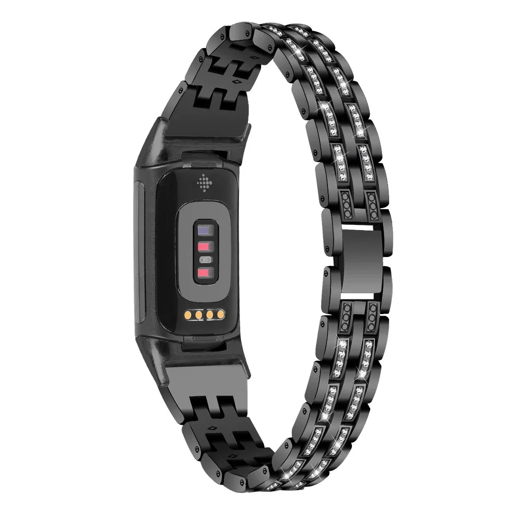 Fitbit Charge 6, 5, 4, 3 & 2 Rhinestone Bracelet Band, 3 Rows