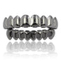 YOUNGX Top Bottom Smooth Black Color Teeth Grillz Braces Hip Hop Glossy Tooth Caps For Women Men Jewelry Wearable Dental Grills
