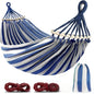 Outdoor Camping Double Canvas Hammock Wooden Curved Stick Anti Tip Swing Hammock Portable Garden Leisure Hammock
