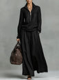 Elegant Solid Loose Two Piece Set Fashion Lapel Zipper Pullover & Wide-leg Pant Suit Women Casual Long Sleeve Outfits