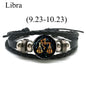 12 Zodiac Signs Leather Bracelet for Men Women Virgo Libra Scorpio Aries Taurus  Braided Rope Bracelets Birthday Gift Wholesale