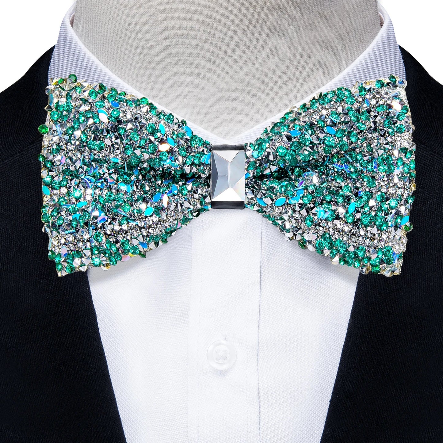 Sparkle Rhinestone Bow Ties for Men Pre-Tied Diamond Sequin Bowtie with Adjustable Length Wedding Party