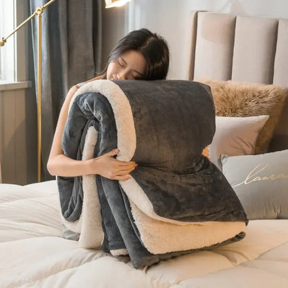 Winter Bed Blankets Solid Color Fleece Blankets Throws Adult Thick Warm Sofa Winter Blanket Super Soft Warm Duvet Cover Luxury